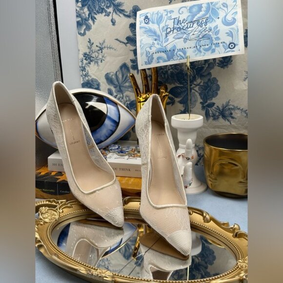 🆕 BLACK SUEDE STUDIO 🧿 NWOB Gia 100 Lace Pointed Toe Pumps, Sz 37 US 7 - Picture 5 of 16